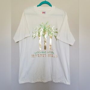 Vintage 1994 Hanes W H Smith Heavyweight T-shirt Beverly Hills Palms Tree Sz L
